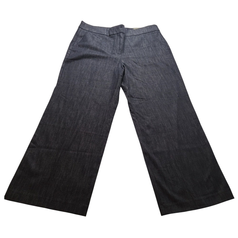 Talbots Greenwich Pant Dark Wash Denim Wide Leg Women's High Waist Jeans 14P